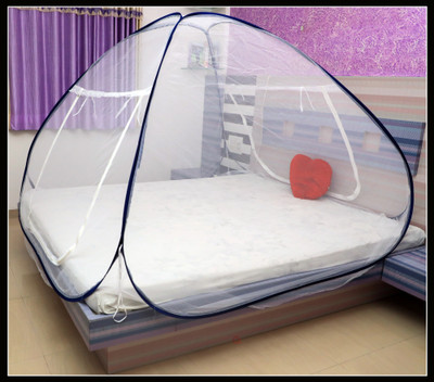 Aetrius Polyester Adults Washable Mosquito Net, Polyester Foldable King Size Bed,Double Bed,Queen Size Bed with Free Saviours(Suitable for 6ft x 6ft to 6.9ft x 6.9ft) - White 011441 Mosquito Net((Blue, White), Bed Box)