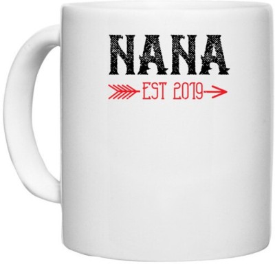 UDNAG White Ceramic Coffee / Tea 'Grand Father | NANA Est 2019' Perfect for Gifting [330ml] Ceramic Coffee Mug(330 ml)