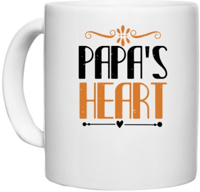 UDNAG White Ceramic Coffee / Tea 'Papa, Father | papa's heart' Perfect for Gifting [330ml] Ceramic Coffee Mug(330 ml)
