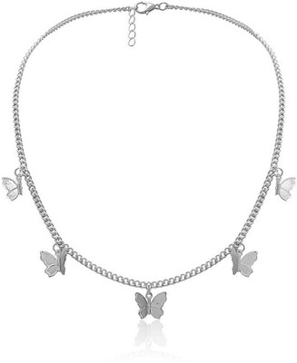 Aarohi Silver Plated Trendy Fashion Butterfly Choker Necklace Chain for Women and Girls APE10Sil-017 Gold-plated Plated Alloy Chain