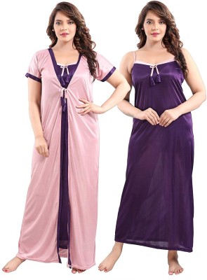 Homezilla Women Nighty(Pink, Purple)