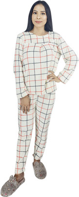 MUKHAKSH Women Printed White Night Suit Set