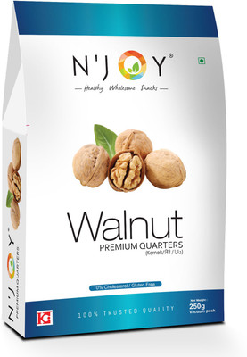 N'Joy Premium Natural Walnuts Quarters (Without Shell) Walnuts(1 x 250 g)