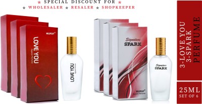 Wildplay Set of 3 Love You and 3 Spark 25ml spray perfumes Perfume  -  150 ml(For Men & Women)