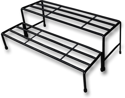 Iron Lands 2 Step Heavy Rubberized Base Planter Pot Gamla Stand Set Plant Container Set(Metal)