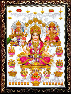 SUNINOW ASHTA LAXMI WITH LAXMI GANESH SARASWATI JI Religious Frame