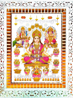 SUNINOW ASHTA LAXMI WITH LAXMI GANESH SARASWATI JI Religious Frame
