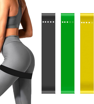 Manogyam Resistance Bands Mini Loop (Set of 3) Perfect for Toning & Home Workout Resistance Tube(Green, Yellow, Black)