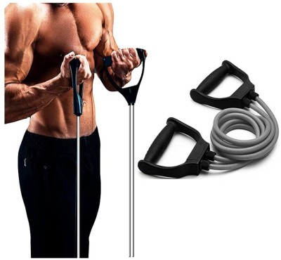 Fitprism Double Resistance Band Toning Tube Exerciser Fitness Pulling Rope for Men Resistance Tube(Grey)