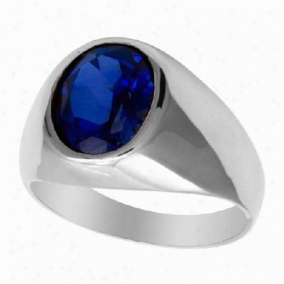 S KUMAR GEMS & JEWELS Certified Natural 7.25 Ratti Blue Sapphire Stone ( Neelam Stone ) Sterling Silver Ring For Men Silver Sapphire Ring