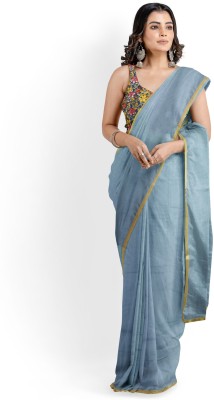 Sareez House Solid/Plain Bollywood Chiffon Saree(Grey)