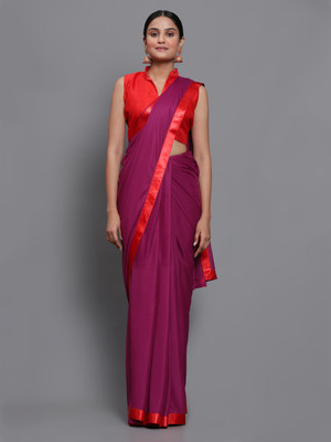 3Buddy Fashion Solid/Plain Bollywood Art Silk Saree(Purple)