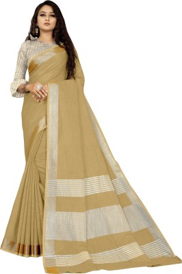 Klique Self Design Bollywood Cotton Linen Saree(Cream)