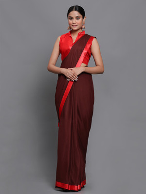 3Buddy Fashion Solid/Plain Bollywood Art Silk Saree(Maroon)