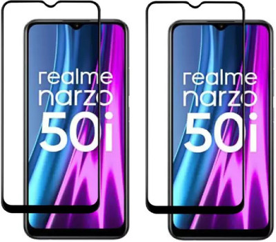 ISAAK Edge To Edge Tempered Glass for Realme Narzo 50i Edge to Edge, Full Glue, 11D Tempered Glass(Pack of 2)