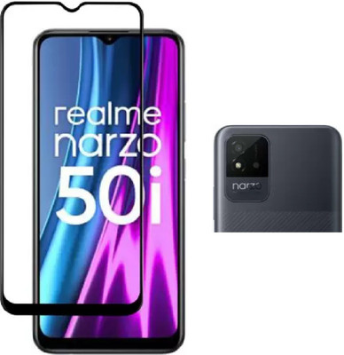ISAAK Edge To Edge Tempered Glass for Realme Narzo 50i Edge to Edge, Full Glue, 11D Tempered Glass And Back Camera Lens Protector (Combo Pack)(Pack of 2)