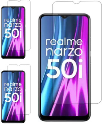 ISAAK Tempered Glass Guard for Realme Narzo 50i(Pack of 3)