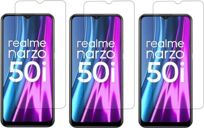 ISAAK Tempered Glass Guard for Realme Narzo 50i(Pack of 3)