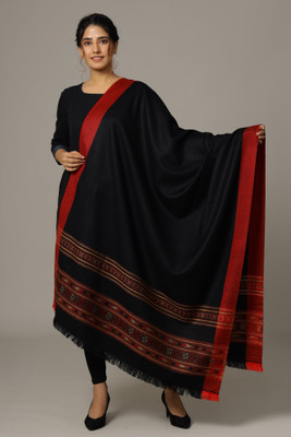 Ravaiyaa - Attitude Is Everything Wool Embellished, Woven Women Shawl(Black)