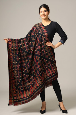 Ravaiyaa - Attitude Is Everything Wool Woven Women Shawl(Black)