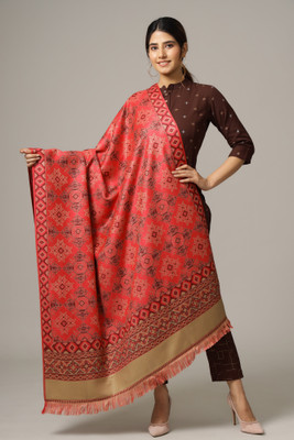 Ravaiyaa - Attitude Is Everything Wool Embellished, Woven Women Shawl(Pink)