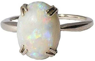 Neeba Australian Opal fire Wt 8.25 rti 5dhatu Silver Coated Adjustable Ring Unisex Metal Opal Silver Plated Ring