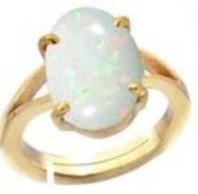 Neeba Emerald Panna Gemstone Wt 7.25 Ratti Silver Coated adjustable ring 5dhatu Unisex Metal Opal Gold Plated Ring