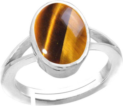 RSPSHAKTI Tiger Eye Wt 11.25 rti 5dhatu Silver Coated Adjustable Ring for Men and Women Metal Silver Plated Ring
