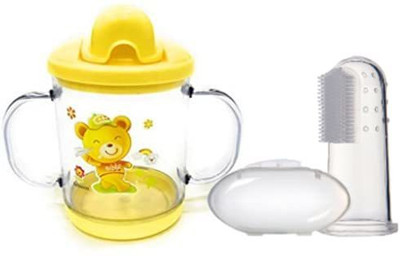CHILD CHIC BPA Free Unbreakable Sippy Cup (Sipper Mugs for Kids/Babies/Infants) with Handles 200 ml and Baby Silicone Finger Toothbrush with case for Toddlers & Kid- Choose Your Color(Yellow) CHILD CHIC BPA Free Unbreakable Sippy Cup (Sipper Mugs for Kids/Babies/Infants) with Handles 200 ml and Baby Silicone Finger Toothbrush with case for Toddlers & Kid- Choose Your Color(Yellow)