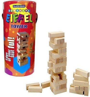 Shyam Creation Eiffel Tower Hardwood Block Stacking Tower Game for Age 6 and up Tube Pack(Brown)