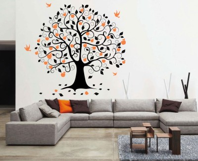 Divine studio 65 cm Elegant Wallarts Wall Stickers for Living Room Leaves Falling Sofa TV Background Better Life Quote Self Adhesive Sticker(Pack of 1)