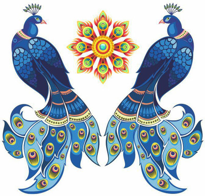 Jump up 32 cm Peacock Self Adhesive Sticker(Pack of 1)