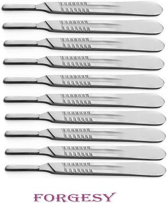 Forgesy Scalpel/Surgical Blade Handle (BP HANDLE) Made of Stainless Steel Without Blade (4 NO. BP HANDLE SET OF 10) Surgical Scalpel(Pack of 10)