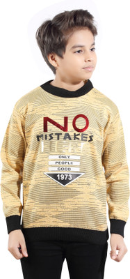 AD & AV Self Design High Neck Casual Boys Yellow Sweater