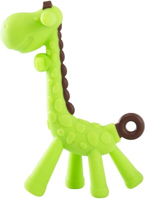 Jingle Kids Baby Giraffe Teether Toy BPA-Free Silicone Textured Infant Teething Tooth Gum Relief Cute Chewing Toys Non-Toxic Flexible Teething Toy Soother Pacifier For Baby Boys, Girls, Babies, Toddlers, Newborns Teether and Feeder(GREEN GIRAFFE)