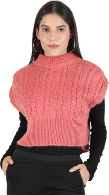 MONTE CARLO Self Design Round Neck Casual Women Pink Sweater