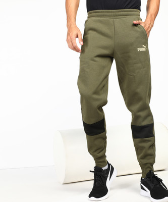 PUMA ESS+ Colorblock Pants Solid Men Green Track Pants