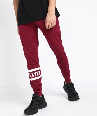 abof by Aditya Birla Printed Men Maroon Track Pants