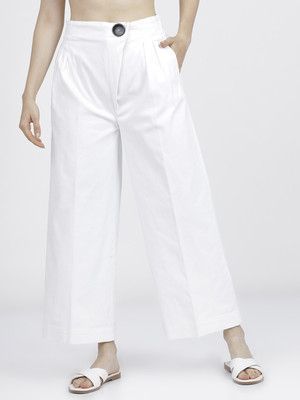Tokyo Talkies Regular Fit Women White Trousers