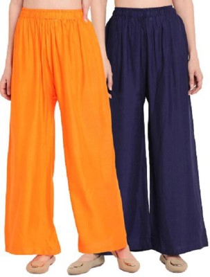 ZAYANQA Flared Women Orange, Blue Trousers