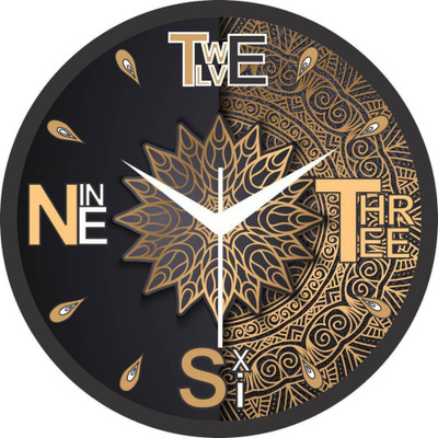 DWC Analog 28 cm X 28 cm Wall Clock(Black, With Glass, Standard)