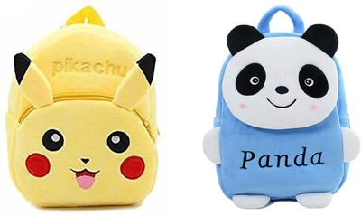 Zoi Soft bag Panda & Pikachu Plush Bag For Cute Kids 2-5 Years (Multicolor) - 14 cm - 14 inch 4 L Backpack(Yellow)
