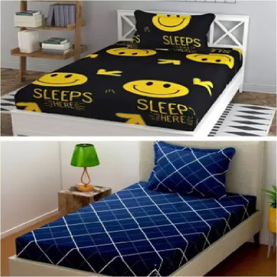 Home Readiness 160 TC Cotton Single Abstract Flat Bedsheet(Pack of 2, Multicolor)
