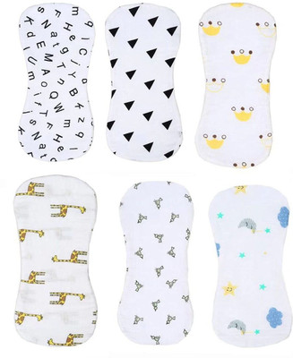 Mammachamp Organic Muslin Cotton Burp Cloths Set / Napkin / Towel For Newborn Babies 53 X 15 Cm - Pack of 6(Multicolor)