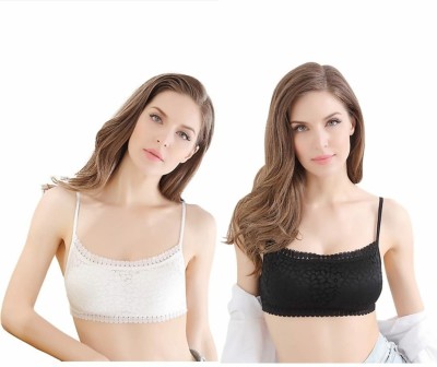 sashu Women Bralette Lightly Padded Bra(Black, White)