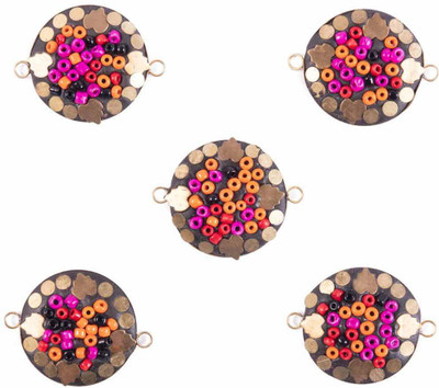 Mohan Shoppe Multi-Dull Golden Color Round Ladies Button with Plastic Beads Metal Buttons(Pack of 5)