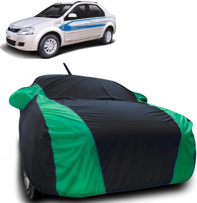 AutoKick Car Cover For Mahindra e-Verito (With Mirror Pockets)(Black, Green)