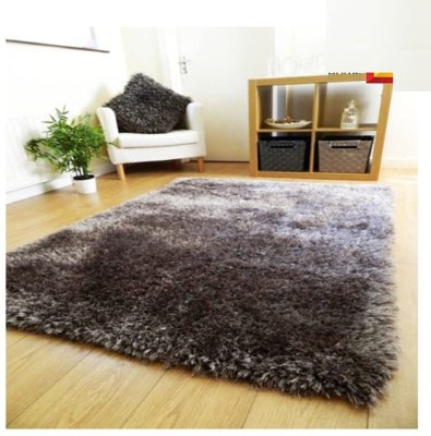 GOOD PRICE Grey, Black Polyester Carpet(5 ft,  X 7 ft, Rectangle)