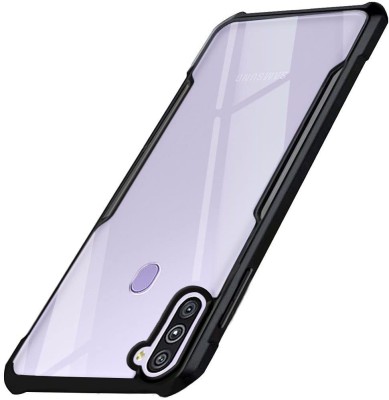 VAPRIF Back Cover for Samsung Galaxy M11, Samsung Galaxy A11, Transparent Hybrid Hard PC Back TPU Bumper(Black, Shock Proof, Pack of: 1)
