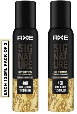 AXE Signature (Gold Temptation Exotic Spiced) Fragrance No Gas Deodorant Body Spray Each 122ml Set of 2 Body Spray  -  For Men(244 ml, Pack of 2)